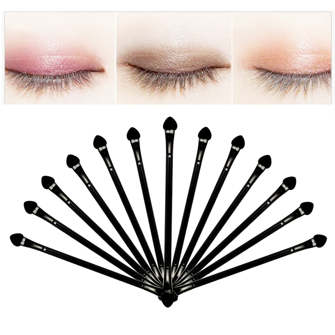 TygoMall Professional Double Head Eyeshadow Brushes Cosmetic Tool 50 Pcs Disposable Dual Sides Eyeshadow Sponge Brushes Makeup Applicator, (Size: 2.44 inch, Color: Black)