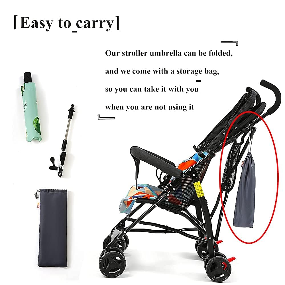 Nakazawa Universal Baby Parasol, Baby Stroller Sun Shade Sun Protection Sun Shade for Strollers, Waterproof Umbrella for Trolley Bike Wheelchair Buggy Fishing, Bicycle Umbrella with Holder Clip Clamp