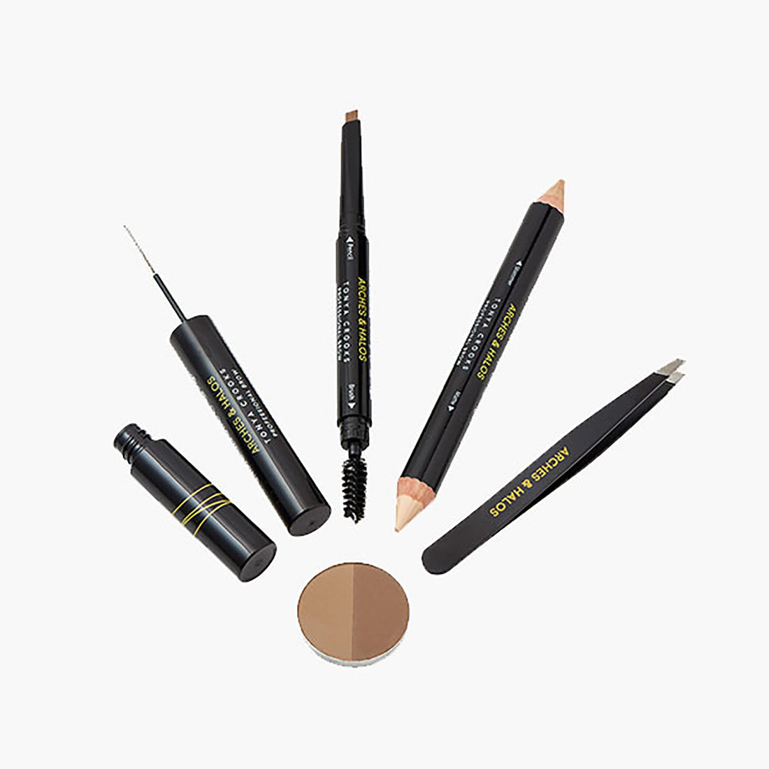 Arches & Halos - Jetsetter Brow Kit - Eyebrow Styling Makeup Kit, Pencil, Gel, Shading, Precise Brow Shaper - Hypoallergenic, Vegan - 6 Pc Kit, Light