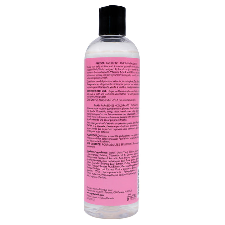 Vitabath Pomegranate Bellini Blush Body Wash Moisturizing Bath & Shower Cleanser Infused with Acai, Pomegranate, Orange & Apple Fruit Extracts - Cruelty-Free, Paraben-Free - 10 oz