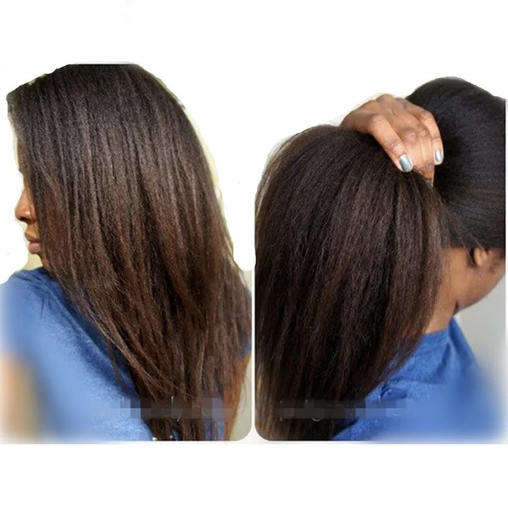 NLW Italian Yaki Lace Front Human Hair Wigs for Black Women Brazilian Remy Hair Glueless Lace Wig with Baby Hair 18inches