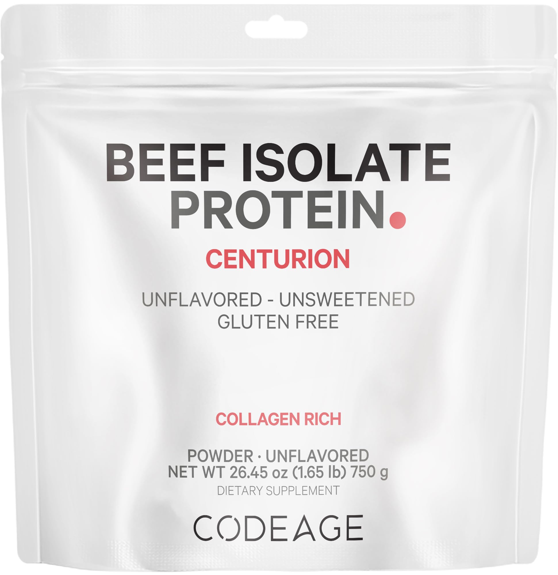 Codeage Grass-Fed Beef Isolate Protein Powder Supplement - 20 Amino Acids, Collagen-Rich - Athletes & Sports - Unflavored Carnivore Protein Supplement, BCAA & EAA Supplement - Gluten-Free - 26.45 oz