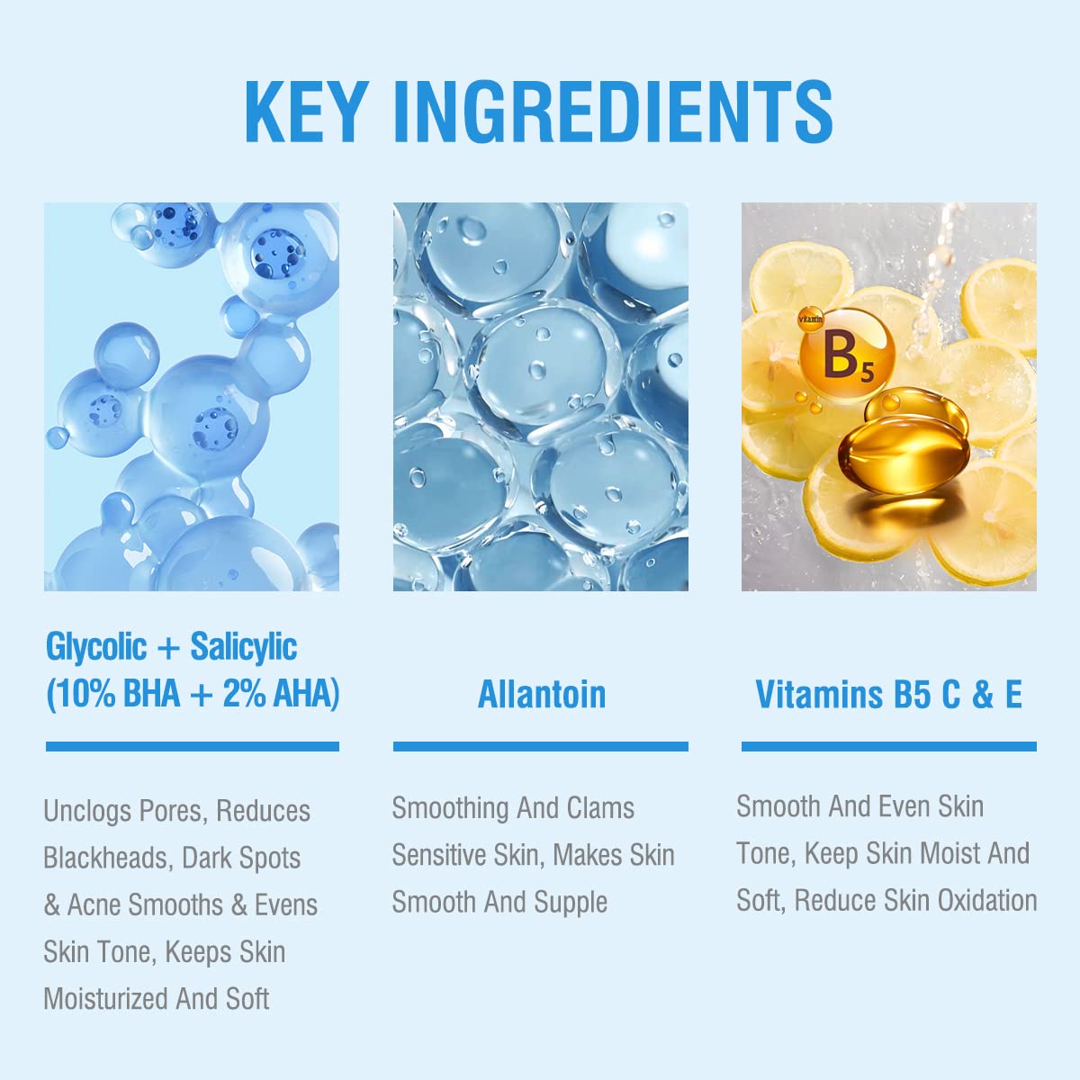 10% Glycolic Acid + 2% Salicylic Acid Peel Pads - BACHERI Resurfacing Pads For Face with Vitamins B5, C & E, Allantoin - Exfoliating Facial Peel for Dark Spots, Blackhead, Acne 55 Pads