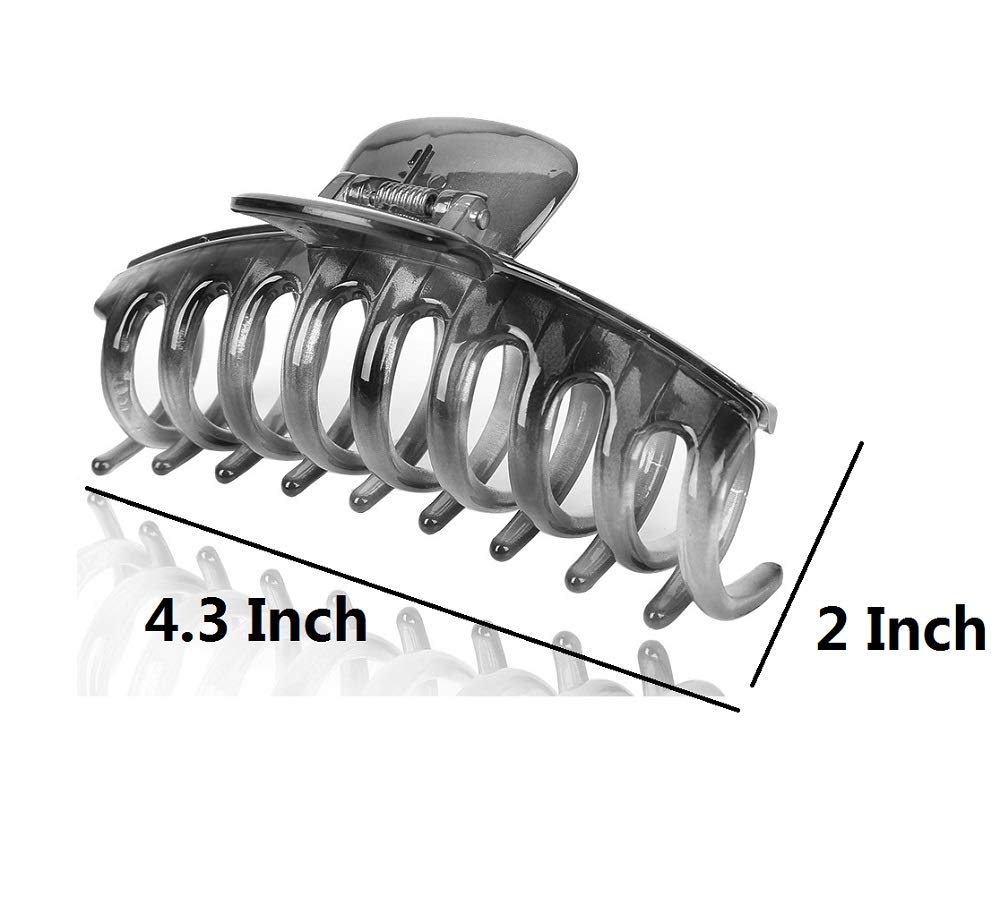 Liasun 4.3 Jelly Color Hair Claw Clip-Acrylic Strong Holding Power Hair Clips Hairgrip for Women and Girls Hair Barrettes for Medium or Long Hair (Light Gray) : Light Gray
