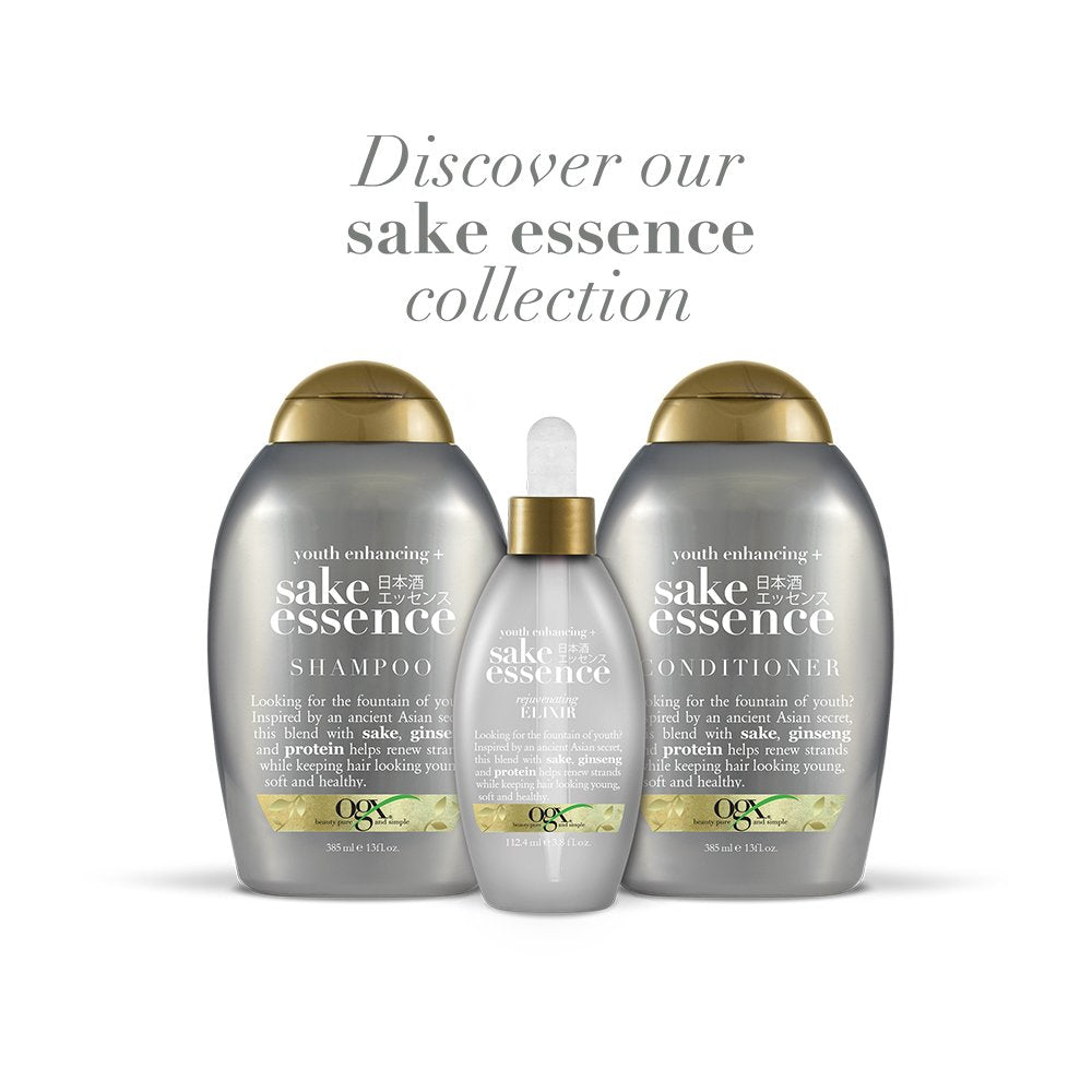 OGX Youth Enhancing + Sake Shampoo, 13 Ounce Bottle Sulfate-Free Surfactant Shampoo