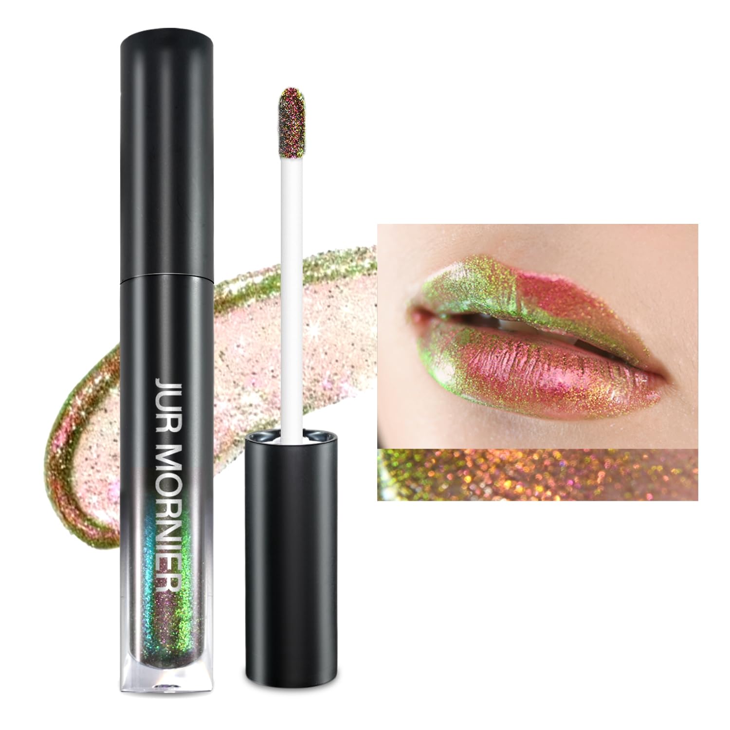 JUR MORNIER Chameleon Lip Gloss Magic Color Changing Moisturizing Lip Oil Multichrome Sparkly Metallic Color Intense with Highly Pigment Liquid Lipstick (03, 3.5ml)