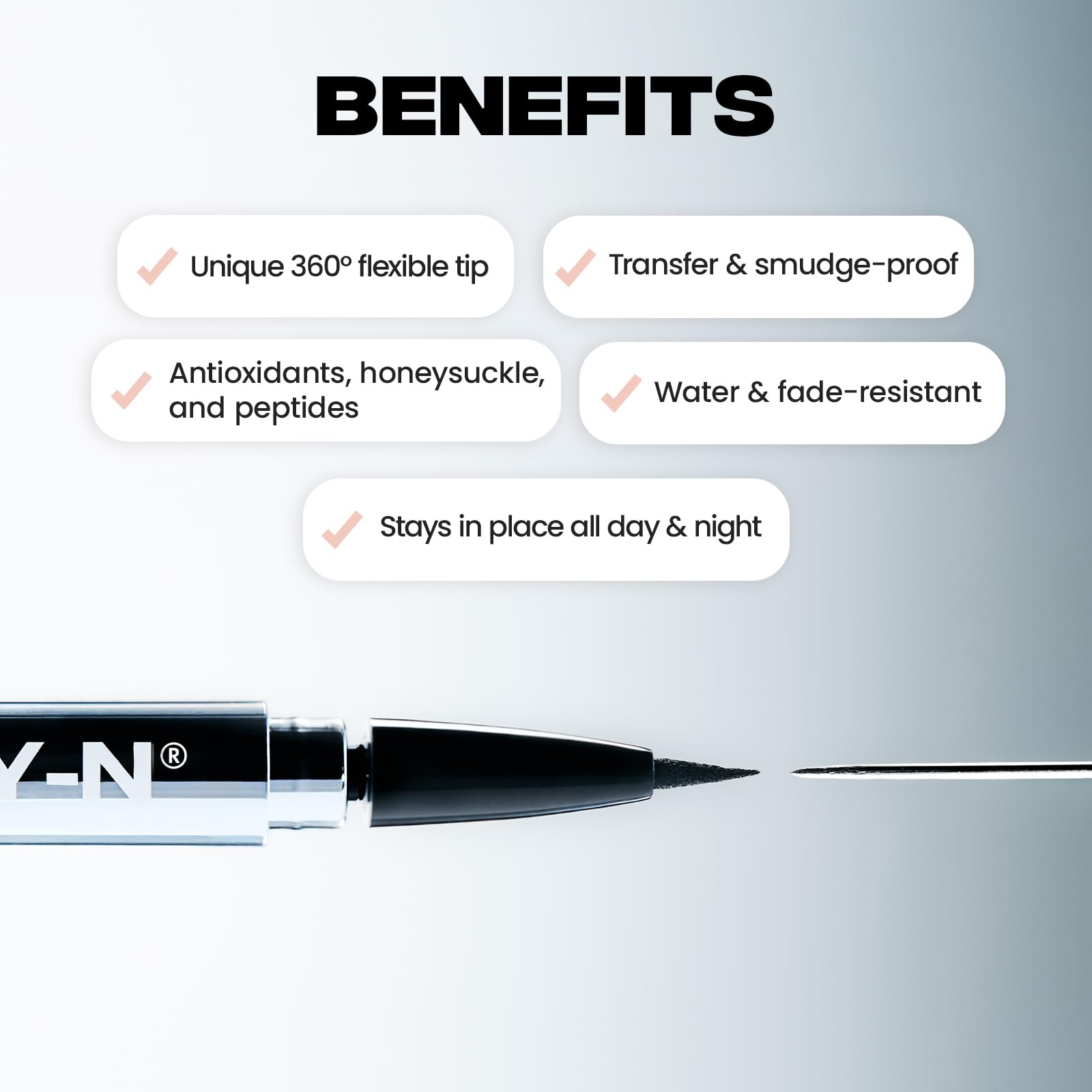 Sacheu Liquid Eyeliner STAY-N Long Wear Waterproof Eyeliner Pen with Ultra-Precise 360° Flexible Tip — Smudge-Proof Vegan & Cruelty-Free Eye Makeup, Eye’m Crisp