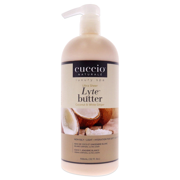 Cuccio - Ultra Sheer Lyte Butter - Coconut and White Ginger - for Unisex - Body Butter - 32 oz