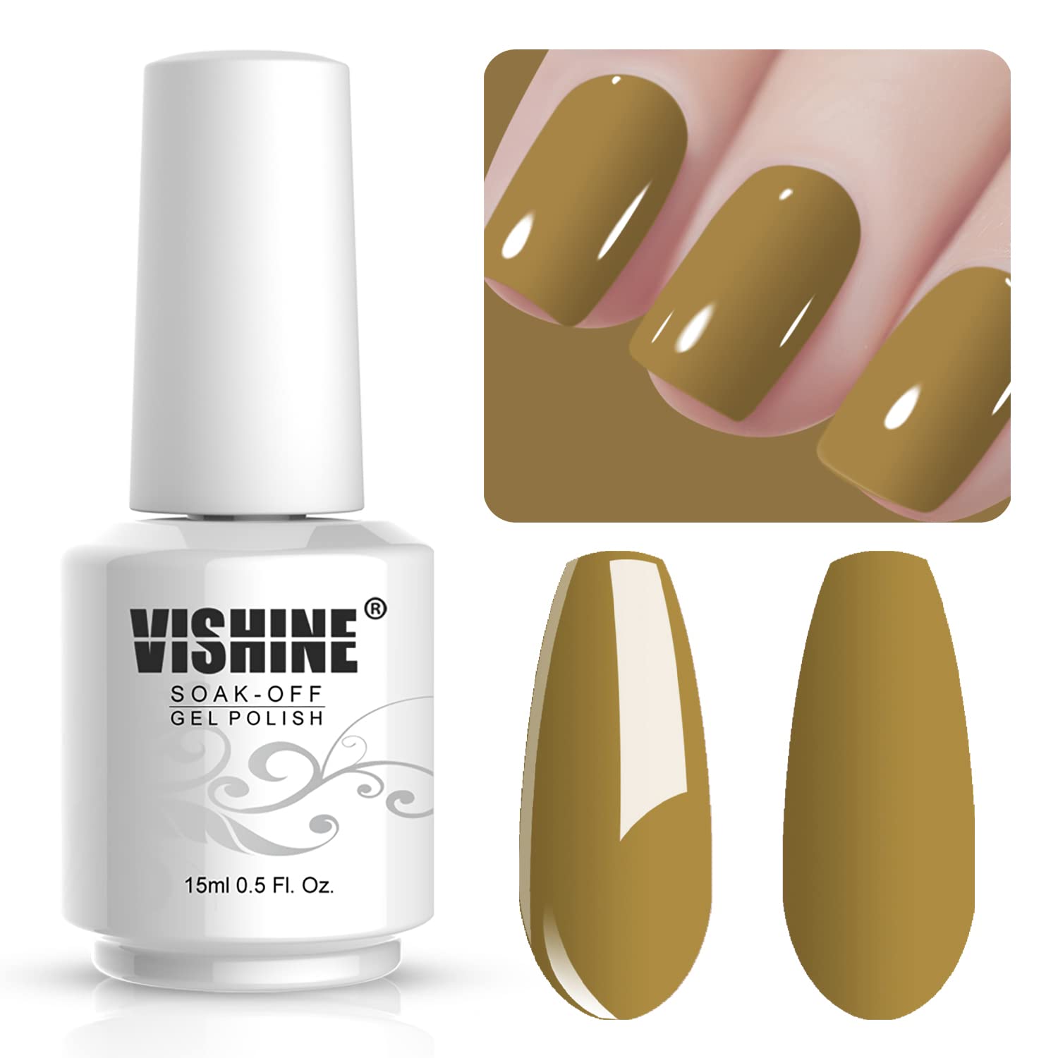 Vishine Gelpolish Manicure DIY Long-lasting Gel Nail Polish Lacquer Shiny Color UV LED Soak Off Glitter Goldenrod(1018)