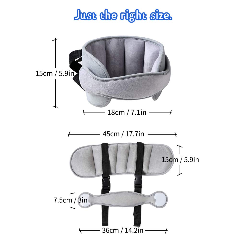 Car Head Support Toddle Car Neck Relief Baby Child Car Seat Adjustable Head and Neck Support Band - A Comfortable Sleep Solution, Gray