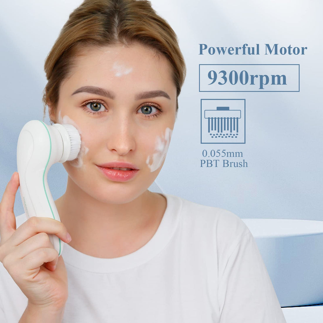 TOUCHBeauty AS-0759D 360 Rotary Facial Cleansing Brush with PBT Brush&Convenient Stand