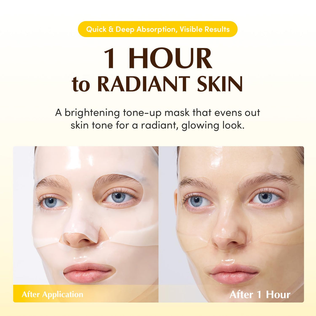 EQQUALBERRY Collagen Glow Up Mask - Niacinamide & Low Molecular Collagen for Brightening and Radiance Boosting | Korean Collagen Face Mask for Glass Skin, 4 Sheets, 1.01 OZ.