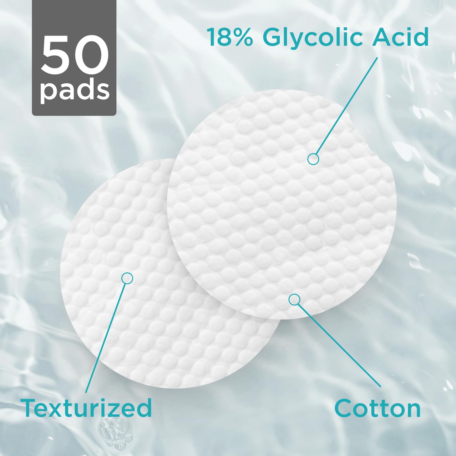 Tree of Life Beauty 18% Glycolic Acid Pads for Face (50 Pads) - Exfoliating Pad for Face with Witch Hazel, Vitamin C, Vitamin B5 and Vitamin E - Smooth Pore Pad Reduce Pigmentation and Fine Lines