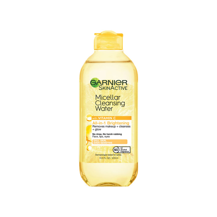 Garnier SkinActive Micellar Cleansing Water with, to Cleanse Skin, Remove Makeup, and Brighten Dull Skin, 1 Count, Vitamin C, 13.5 Ounce