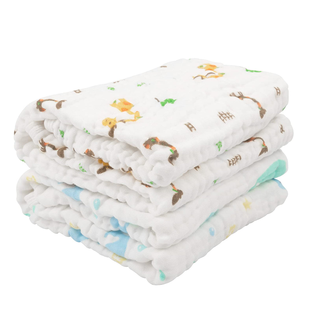 babygoal Baby Bath Towel 2 Pack, 100% Muslin Cotton Hooded Towel for Newborn,Toddler,Infant, Absorbent & Hypoallergenic Baby Gift for Boys Girls 35x35 T0405