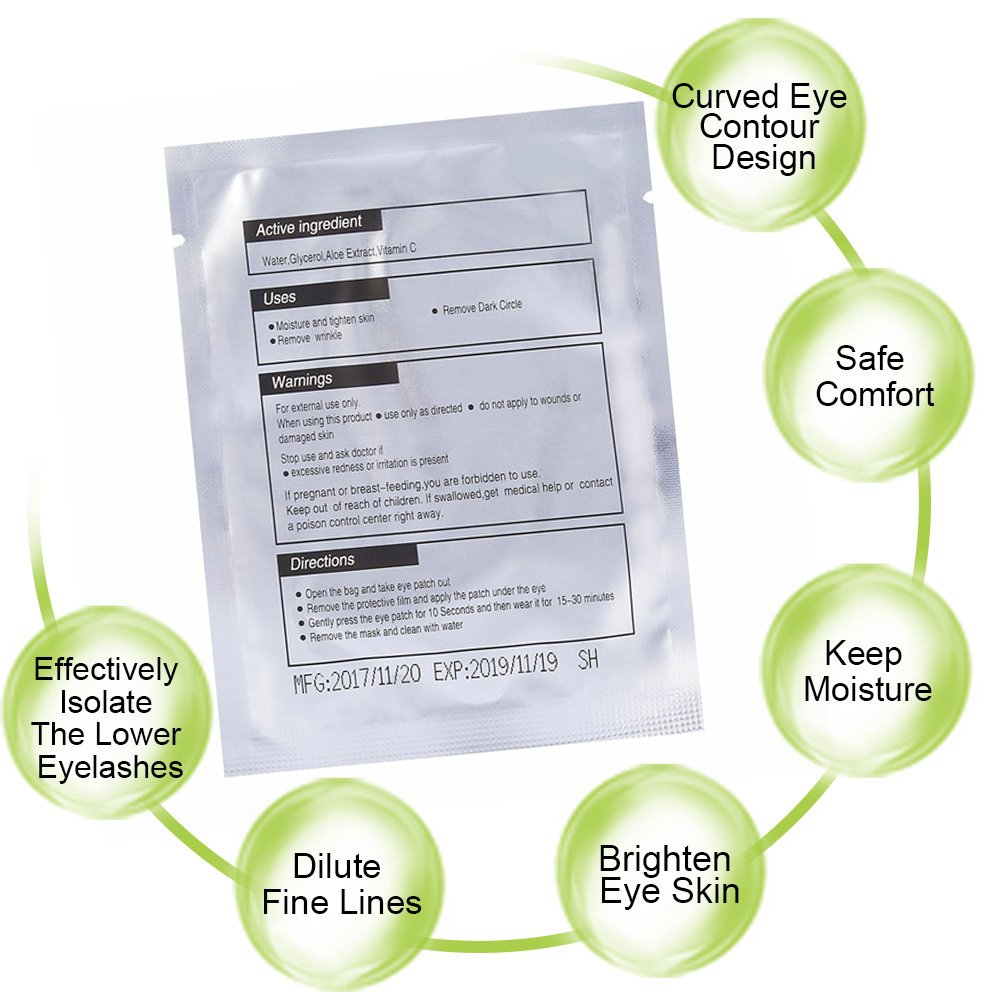 Qleng 110 Pairs Eyelash Extension Gel Patches Kit, Lash Extension Lint Free Under Hydrogel Eye Mask Pads Beauty Tool with Transparent Cosmetic Bag