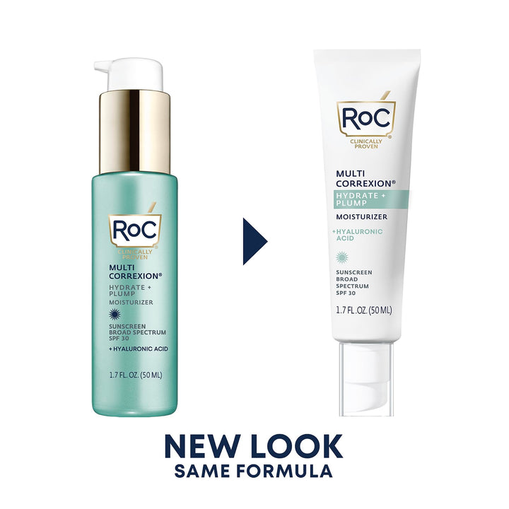 RoC Multi Correxion 1.5% Pure Hyaluronic Acid Anti Aging Daily Face Moisturizer with Broad Spectrum Sunscreen SPF 30 (1.7 oz) with Retinol Eye Cream Packette (Packaging May Vary)