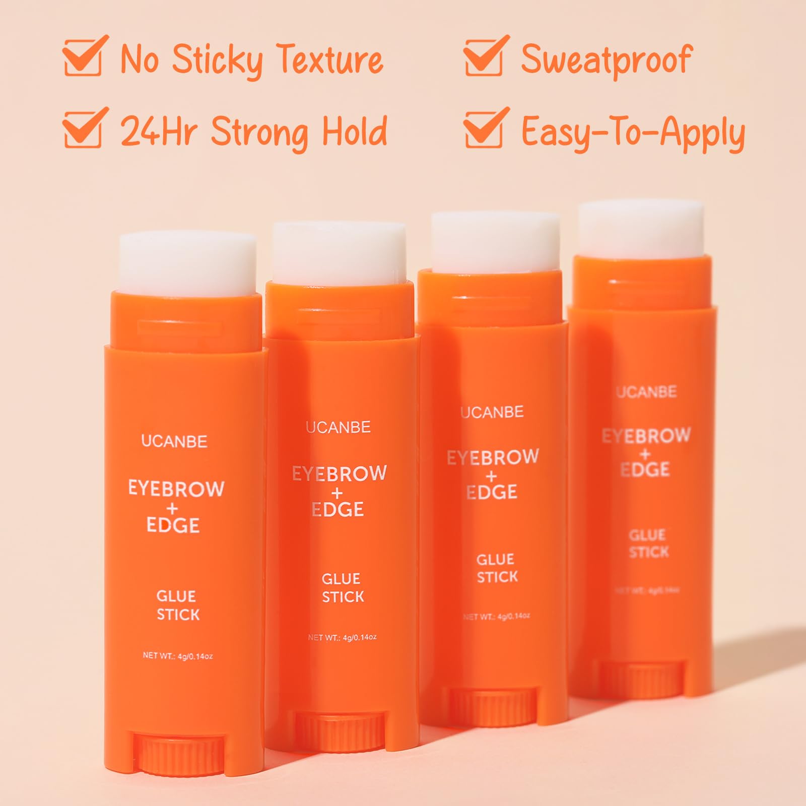 UCANBE 2-IN-1 Eyebrow & Edge Glue Stick,Waterproof Clear Brow Gel, Transfer-Proof, Extreme Hold, Quick-Dry, Lightweight for Styling, Fixing Baby Hair & Makeup