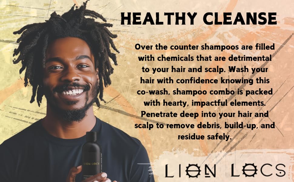 Lion Locs Shampoo and Conditioner for Dreads, Sisterlocks, Locks, & Dreadlocks | Lightweight Vegan Co Wash (8oz)