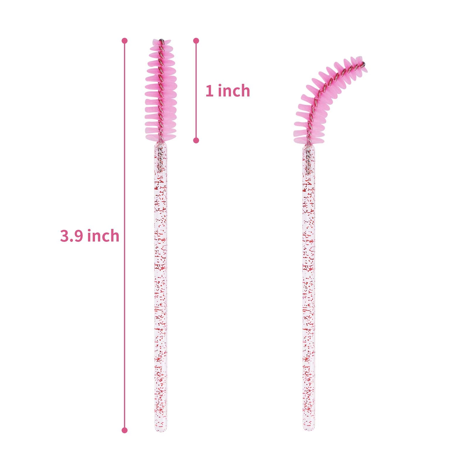 CHEFBEE 100PCS Disposable Eyelash Brush, Mascara Wands Makeup Brushes Applicators Kits for Eyelash Extensions and Eyebrow with Container (Light Pink)
