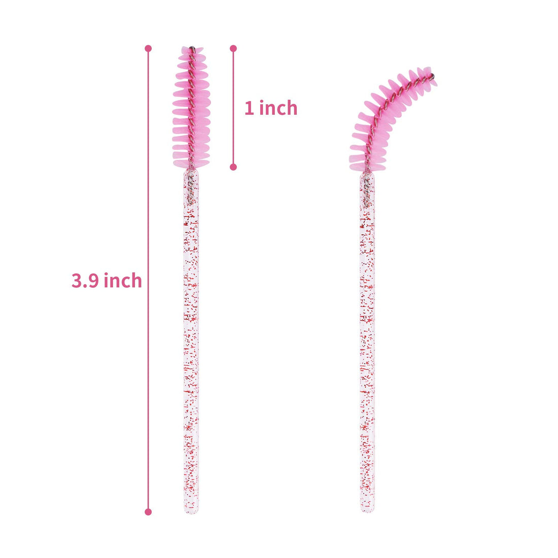 CHEFBEE 100PCS Disposable Eyelash Brush, Mascara Wands Makeup Brushes Applicators Kits for Eyelash Extensions and Eyebrow with Container (Light Pink)