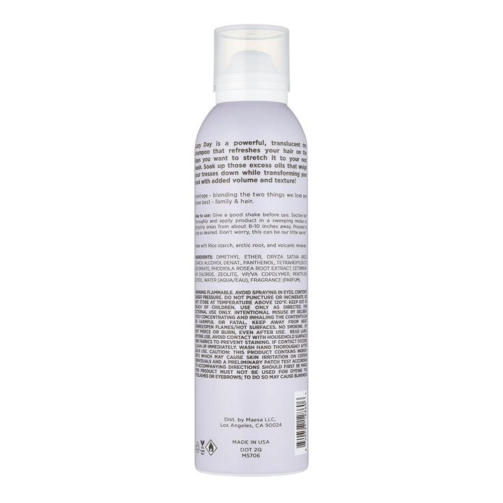 Hairitage Lazy Day Dry Shampoo - Oil Absorbing - Translucent + Refreshing - Reduces Odors - Adds Texture + Volume - Clean Look + Smell - For All Hair Types and Colors - 5oz