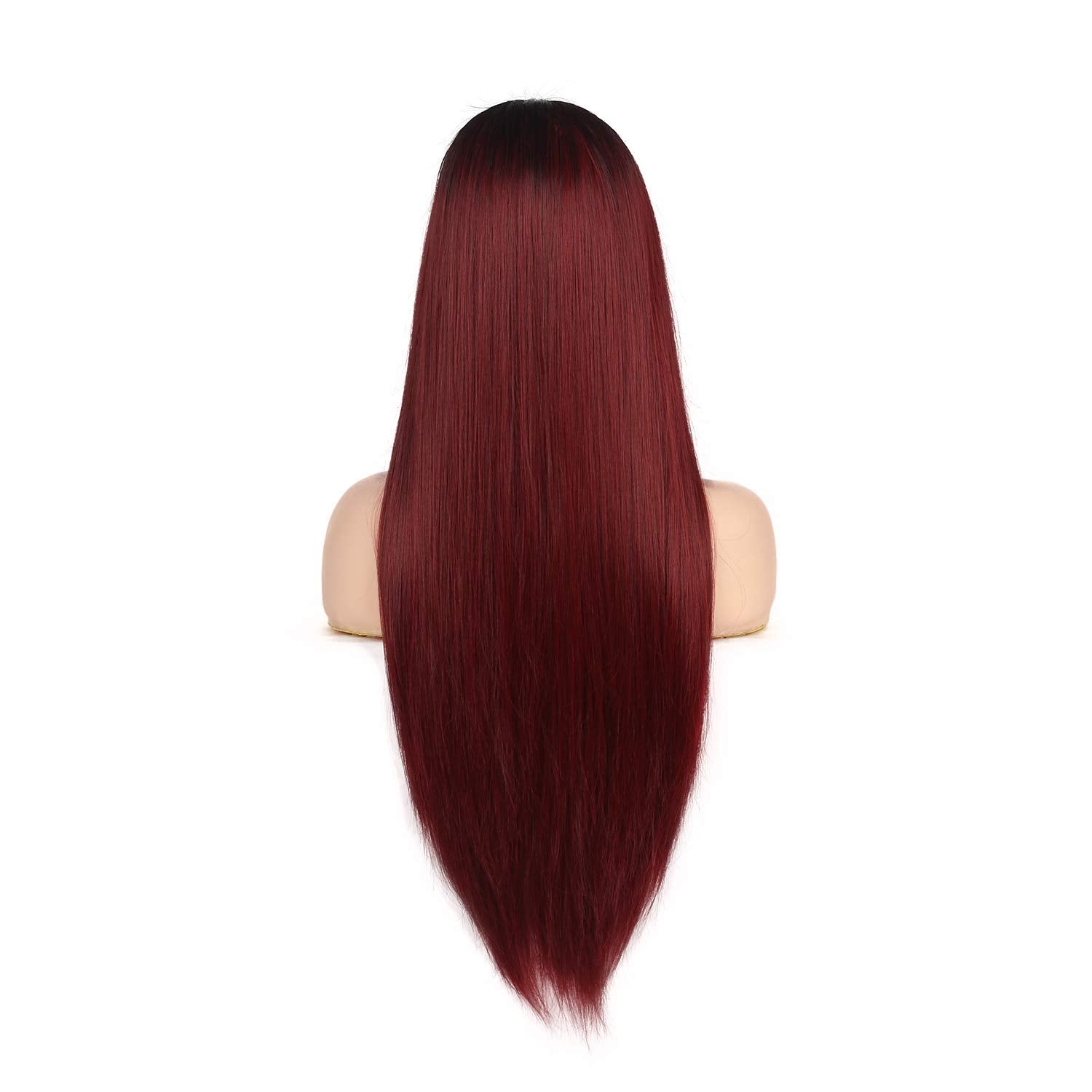 Kaneles Ombre Wine Red Wigs Long Straight Red Wigs for Women Ultra Soft Heat Resistant Fiber Party Cosplay Accessories