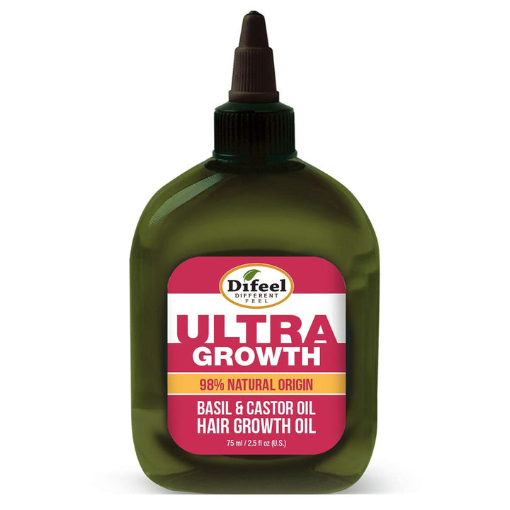 Difeel Ultra Growth 98% Natural Basil & Castor Hair Growth Oil, 2.5 Fluid Ounce
