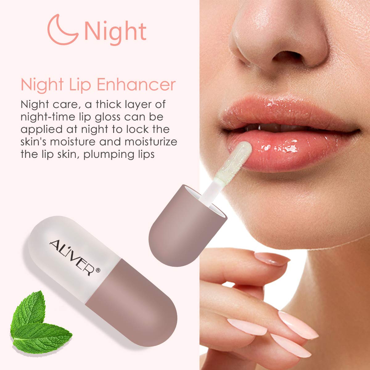 Lip Plumper Gloss- Natural Lip Plumper,Plumper Set Contains Day and Night Lip Gloss -Clear Lip Plump Gloss-Enhancer for Fuller & Hydrated Lips | Give Volume,Moisturize