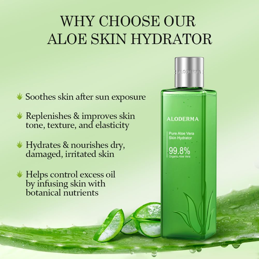 Aloderma Fresh Organic Aloe Vera Vitality Juice Skin Hydrator (240ml, 8.1 oz)
