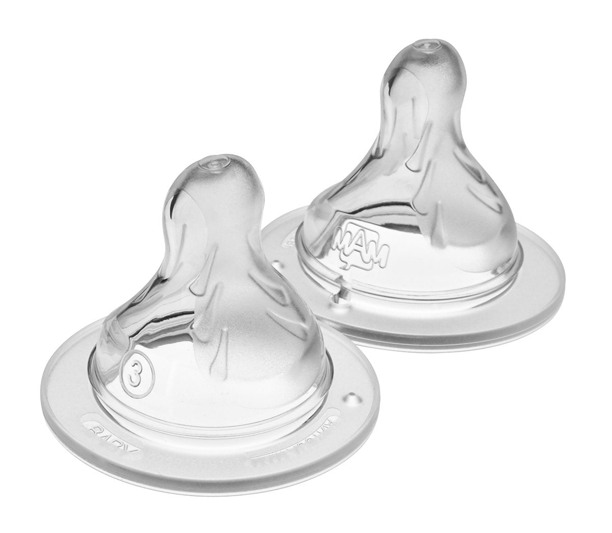 MAM Bottle Nipples Fast Flow Nipple Level 3 (Set of 2), for 4+ Months, SkinSoft Silicone Nipples for Baby Bottles, Fits All MAM Bottles