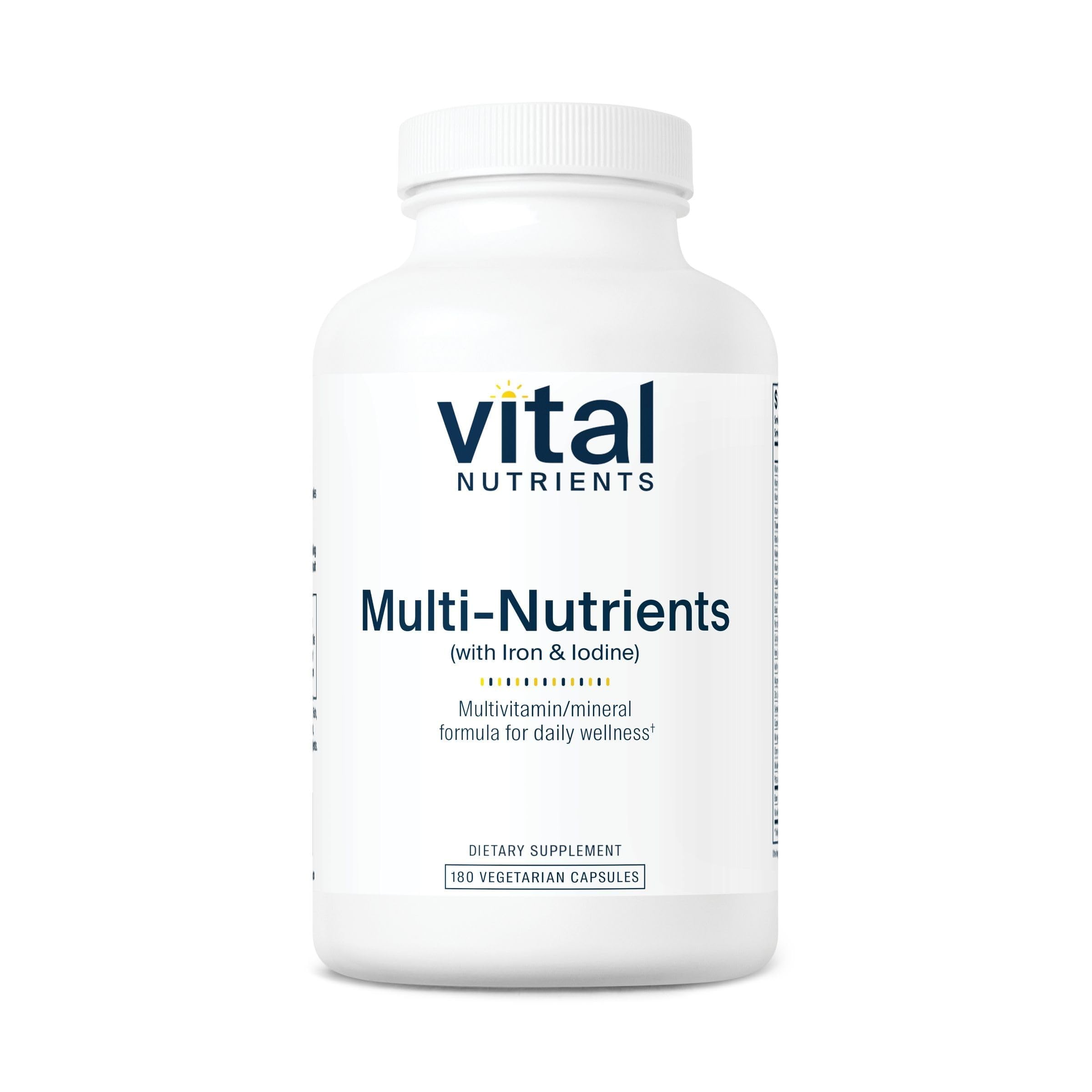 Vital Nutrients Multi-Nutrients with Iron and Iodine | Vegetarian Multivitamin and Mineral Supplement with Iron | Gluten, Dairy, Soy Free | Non-GMO | 180 Capsules