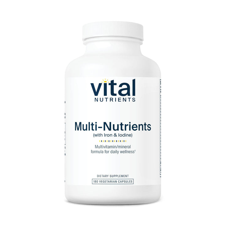 Vital Nutrients Multi-Nutrients with Iron and Iodine | Vegetarian Multivitamin and Mineral Supplement with Iron | Gluten, Dairy, Soy Free | Non-GMO | 180 Capsules