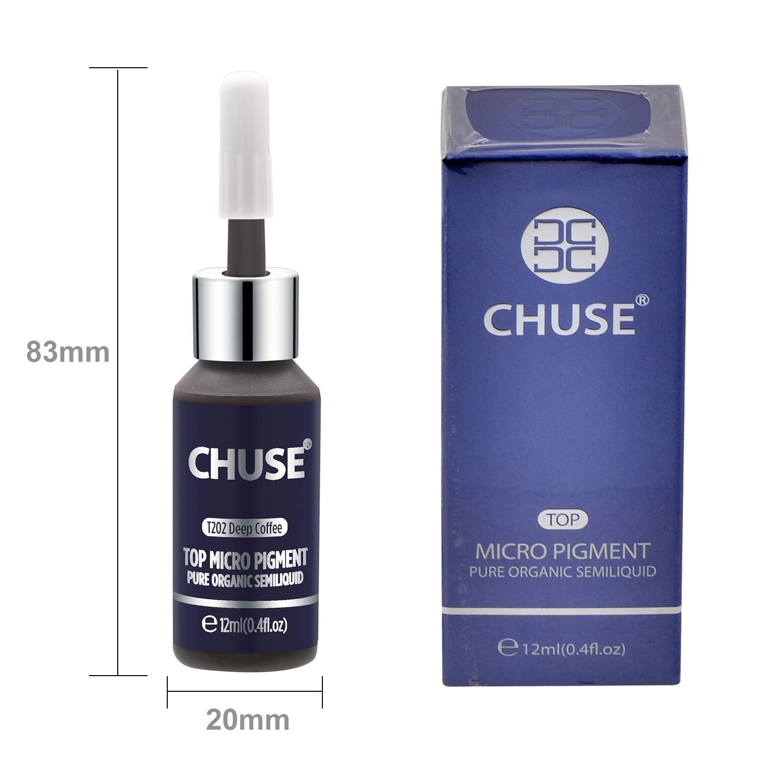 CHUSE T202, 12ml, Deep Coffee, Passed SGS,DermaTest Top Micro Pigment Cosmetic Color Permanent Makeup Tattoo Ink