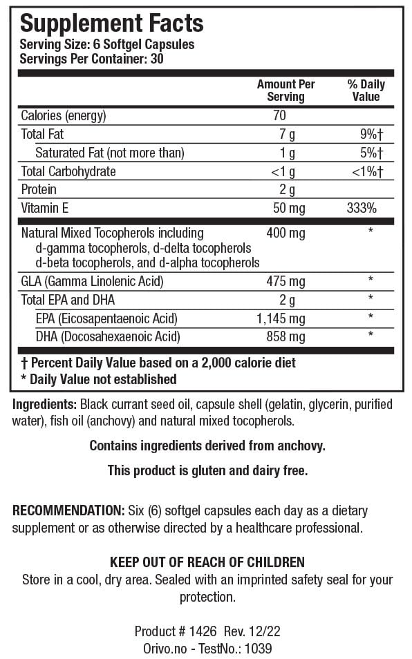 Biotics Research EFA-SIRT Supreme-BC EPA, DHA, GLA from Black Currant Seed Oil, Natural Mixed Tocopherols Cardiovascular Health Joint Comfort and Flexibility