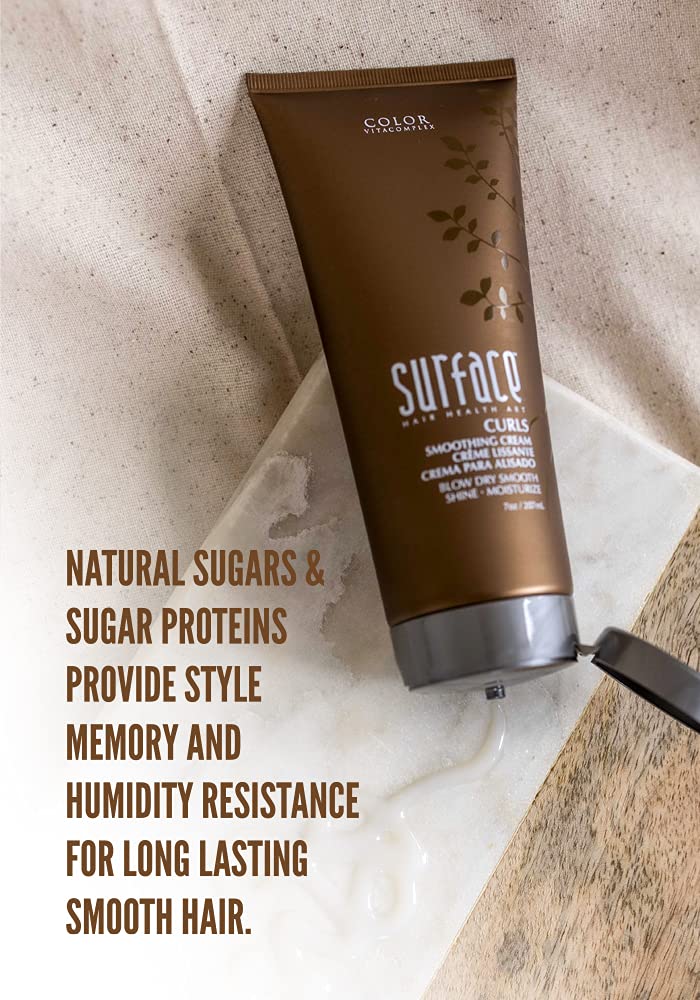 Surface Hair - Curls Smoothing Cream – Defines, Adds Shine, and Provides Frizz Free Style Longevity - 7 fl oz