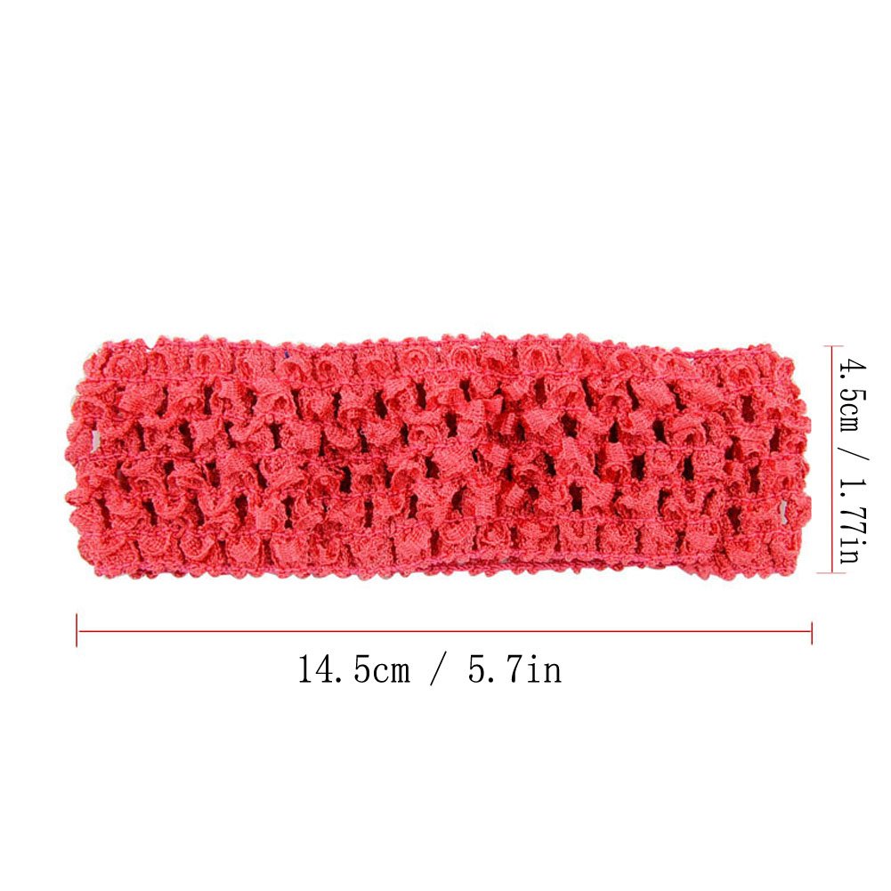 25 Pcs Colourful Elastic Crochet Headbands Hair Accessories - 1.5 Inch Width Stretch Hair Bands DIY Head Flower and Bows Accessories for Baby Girl Kids