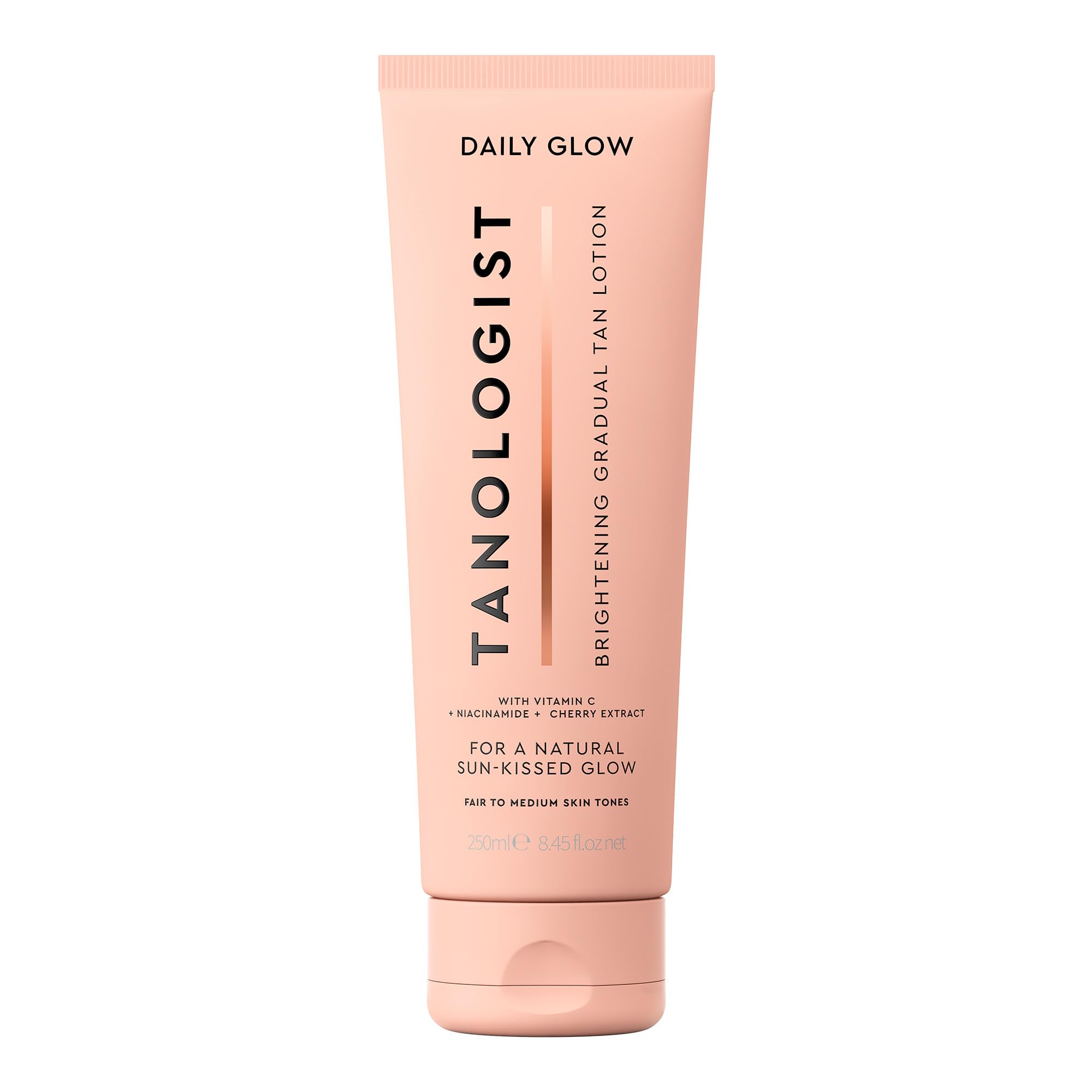 Tanologist Brightening Daily Glow Body Lotion- Light/Medium, Gradual Tanning Lotion, No Fake Tan Smell, Streak-Free & Natural Looking Self Tanner, Vegan, 8.45 fl. oz/250 ml Tube