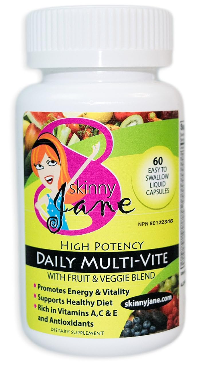 Skinny Jane | Best Daily Multi Vitamin Formula | Supports Immune System| Increases Energy | Well Being Formula | Unique Fruit and Veggie Blend (60 Easy to Swallow Liquid Caps)