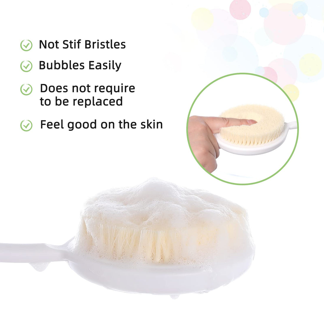 Fanwer 2 Pack Back Scrubber for Shower with Long Handle, 27.5 Long Handle Back Bath Brush for Elderly, Disabled, Limited Mobility, Post-Surgery, Frozen Shoulder,Men and Women