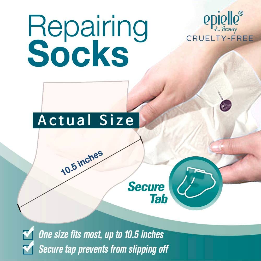 Epielle Intensive Repairing Foot Mask for Dry foot and Cracked heel and callus (Socks-6pk) Foot Spa masks | Coconut Oil + Milk Extract + Hyaluronic Acid. Mothers Day GIfts