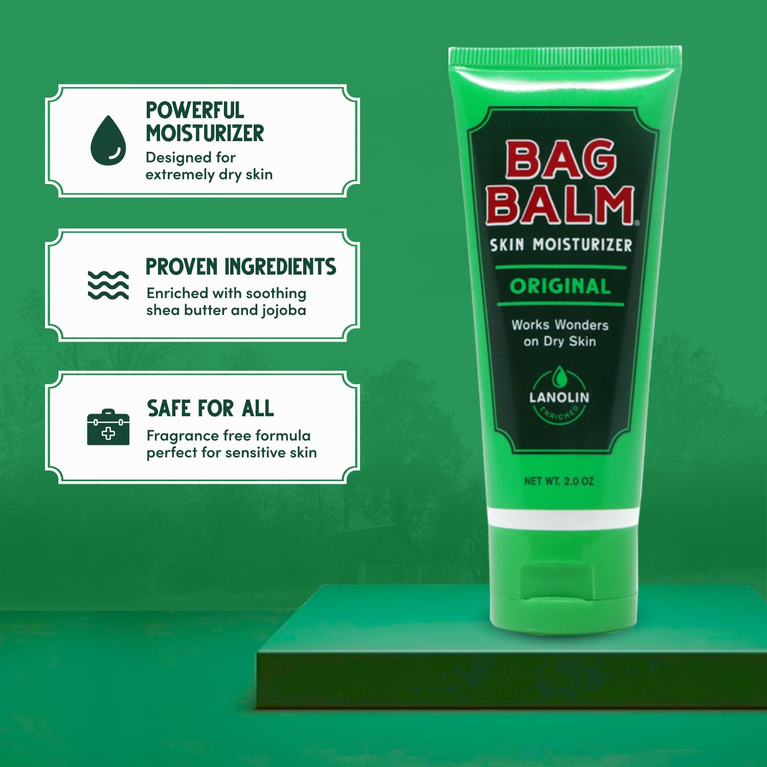 Bag Balm Vermont's Original Hand Moisturizer, Hand Balm for Dry Skin, Cracked Hands, Heels & Dry Hands Treatment, For Dogs and More Ointment, Dry Skin Lotion (2oz Tube (Pack of 2))