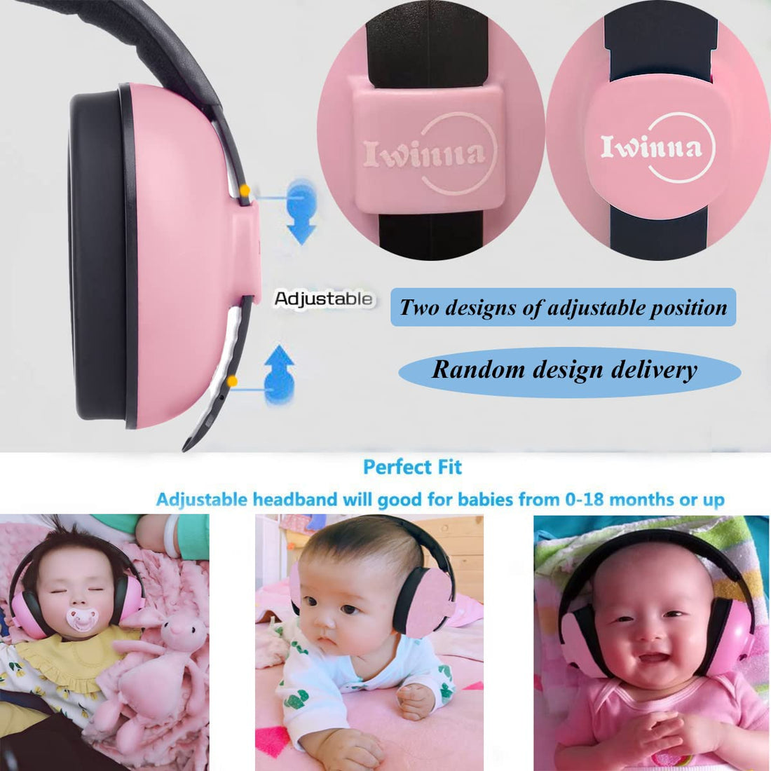 Baby Noise Cancelling Headphones Infant Ear Protection Comfortable Noise Reduction Ear Muffs for Babies Toddler 1 Months to 2 Years, Pink