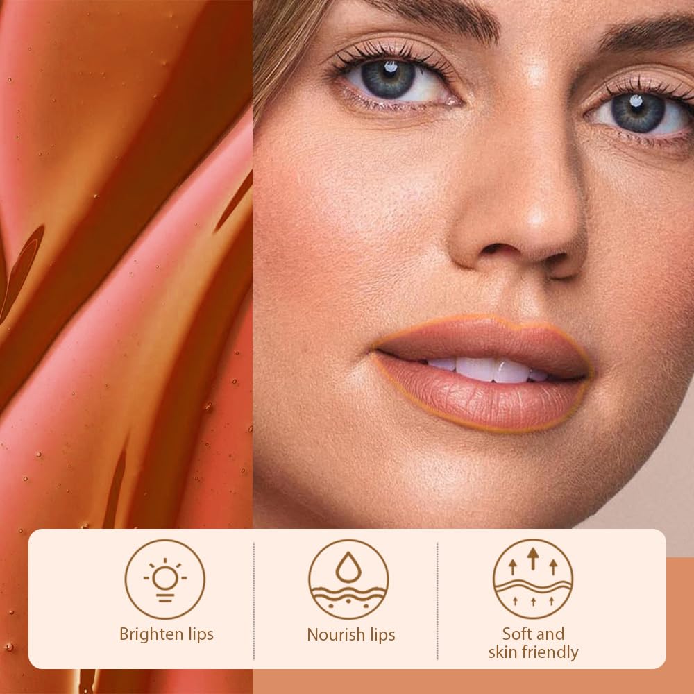 JUAAZIN Matte Liquid Lip Gloss Stain - Peel Off Lip Liner Tattoo, Orange Brown Peel Off Lip Stain, Long Lasting & Waterproof, Transfer-Proof Lip Gloss for All Skin Types 0.12 fl oz 01#