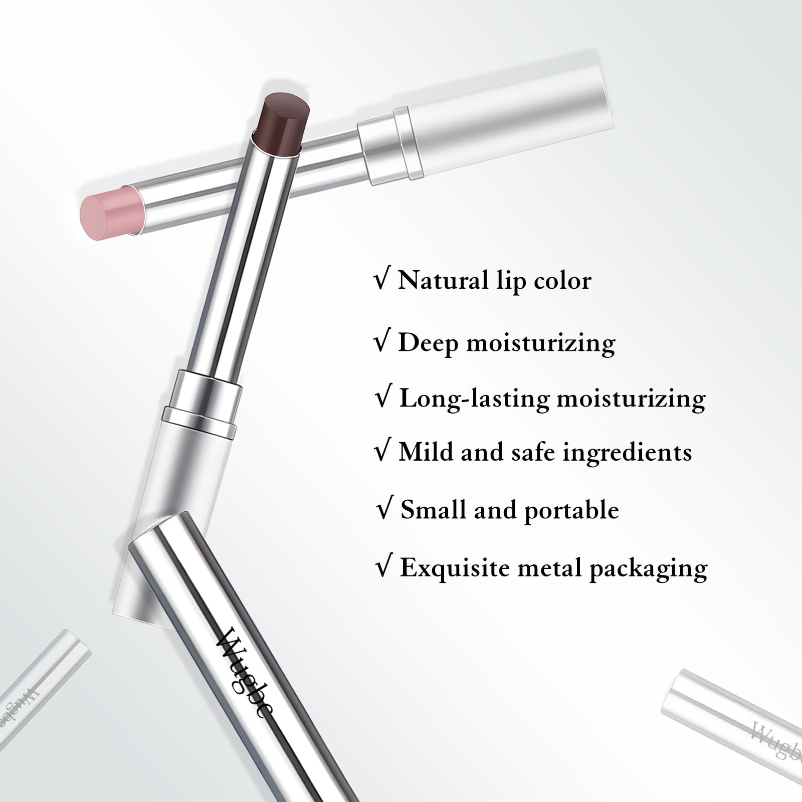 Wugbc Tinted Lip Balm Brown Lip Liner Set, Hydrating Formula Black Lipstick for Women, Matte Lip Liner and Lipstick Combo Natural Glossy Finish Makeup Lip Care Balm for Repairing Dry Lips