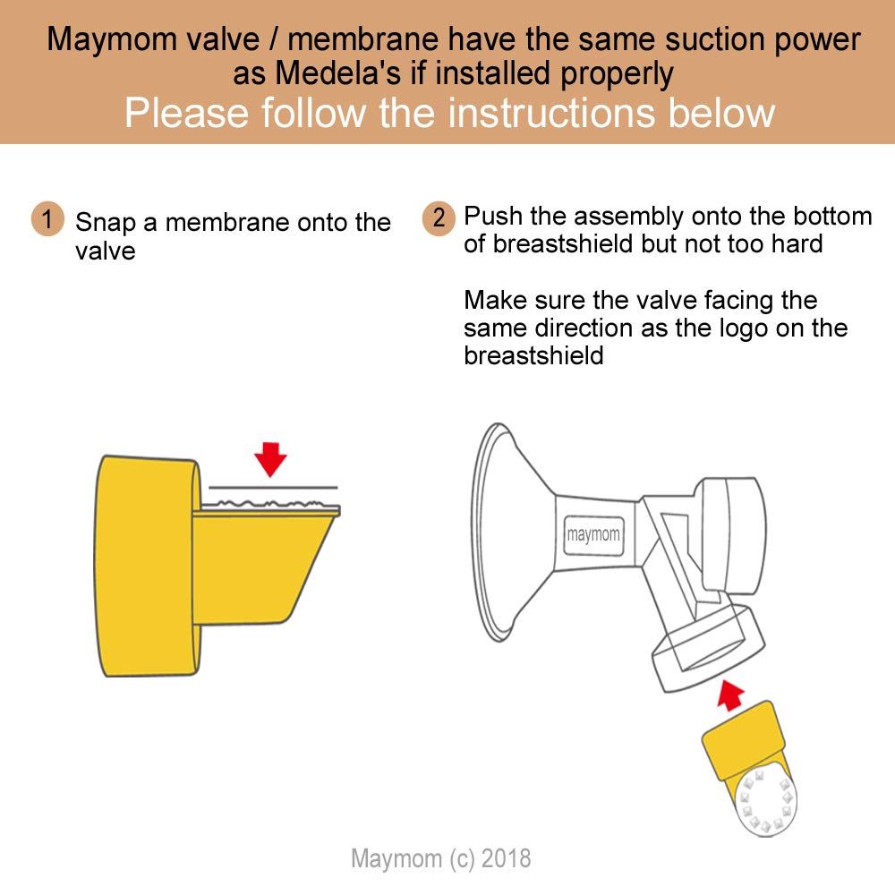 Maymom Membranes Compatible with Medela Breastpumps, Suitable for Lactina, Manual Freestyle, Symphony, Swing, Pump in Style Pumps, Part # 87088 (White, 16pc)