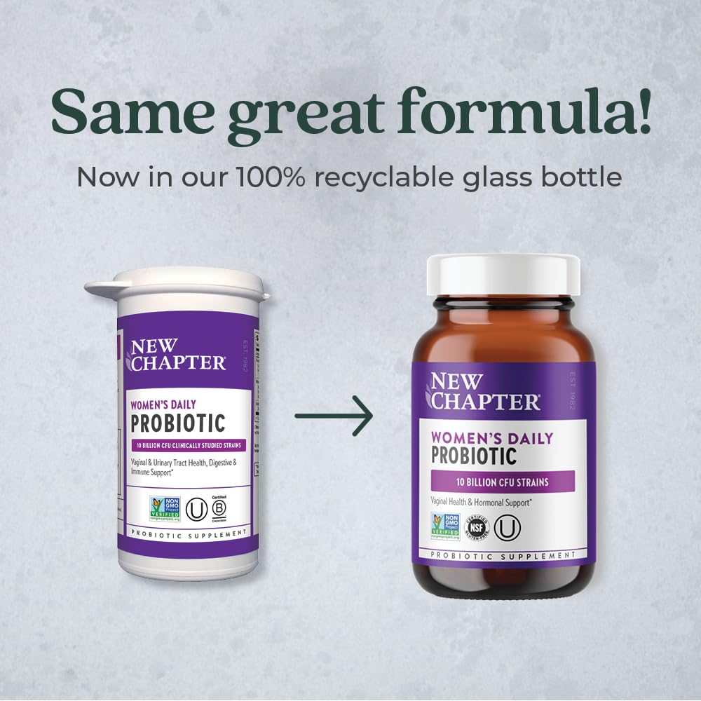 New Chapter Probiotics for Women - 30 ct (1 Month Supply), Women's Daily Probiotic with Prebiotics and Probiotics + 100% Vegan + Soy Free + Non-GMO