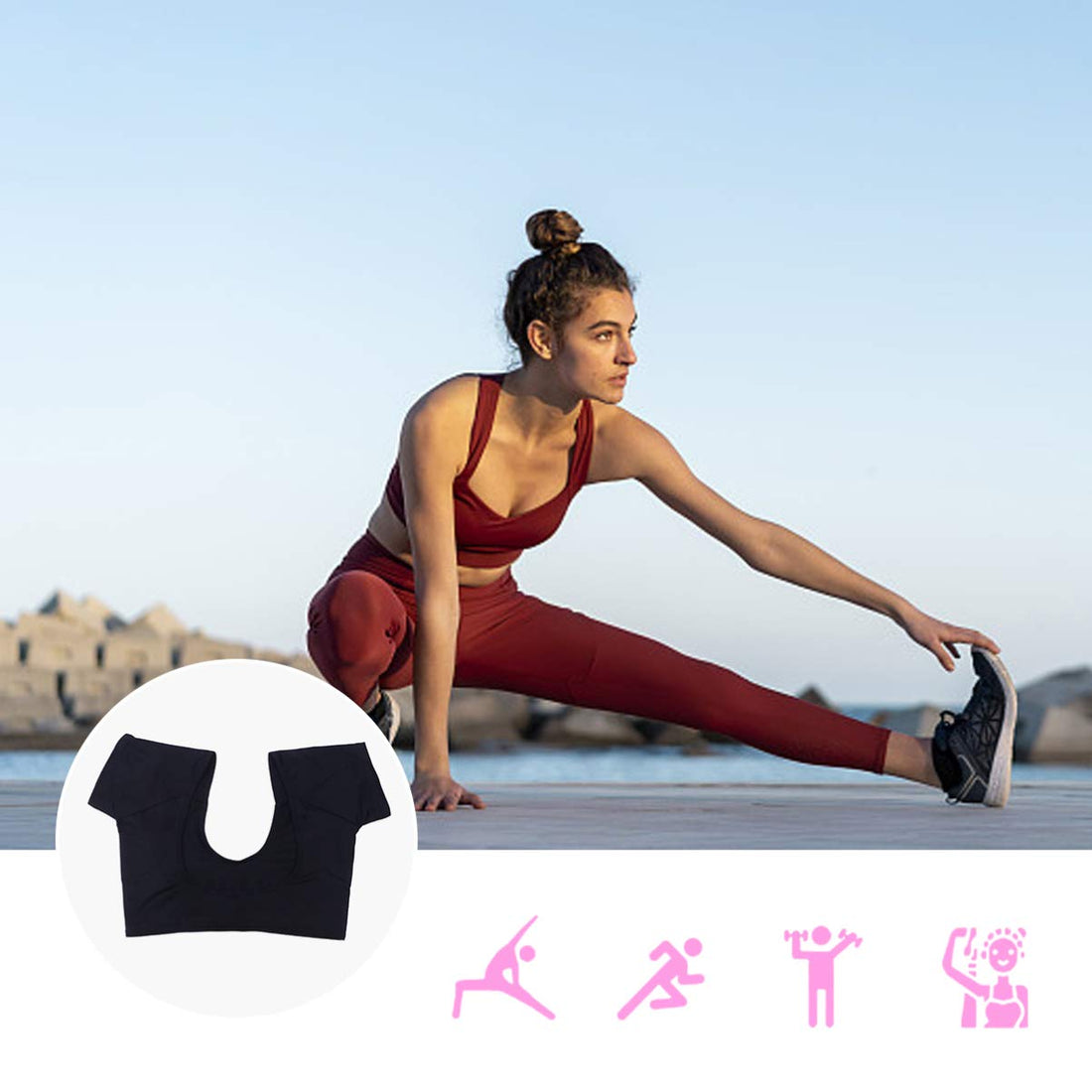 ARTIBETTER Underarm Sweat Vest Underarm Sweat Guard Washable Sweat Shield Vest for Women Girls Ladies(M) Black