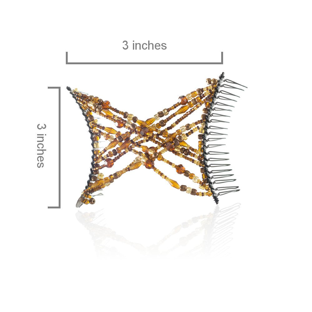 Medium , Tortoise : HairZing Double Cross Hair Comb, Hair Accessory Perfect for Easy Ponytails, UpDos and Twists, Tortoise Brown, Medium