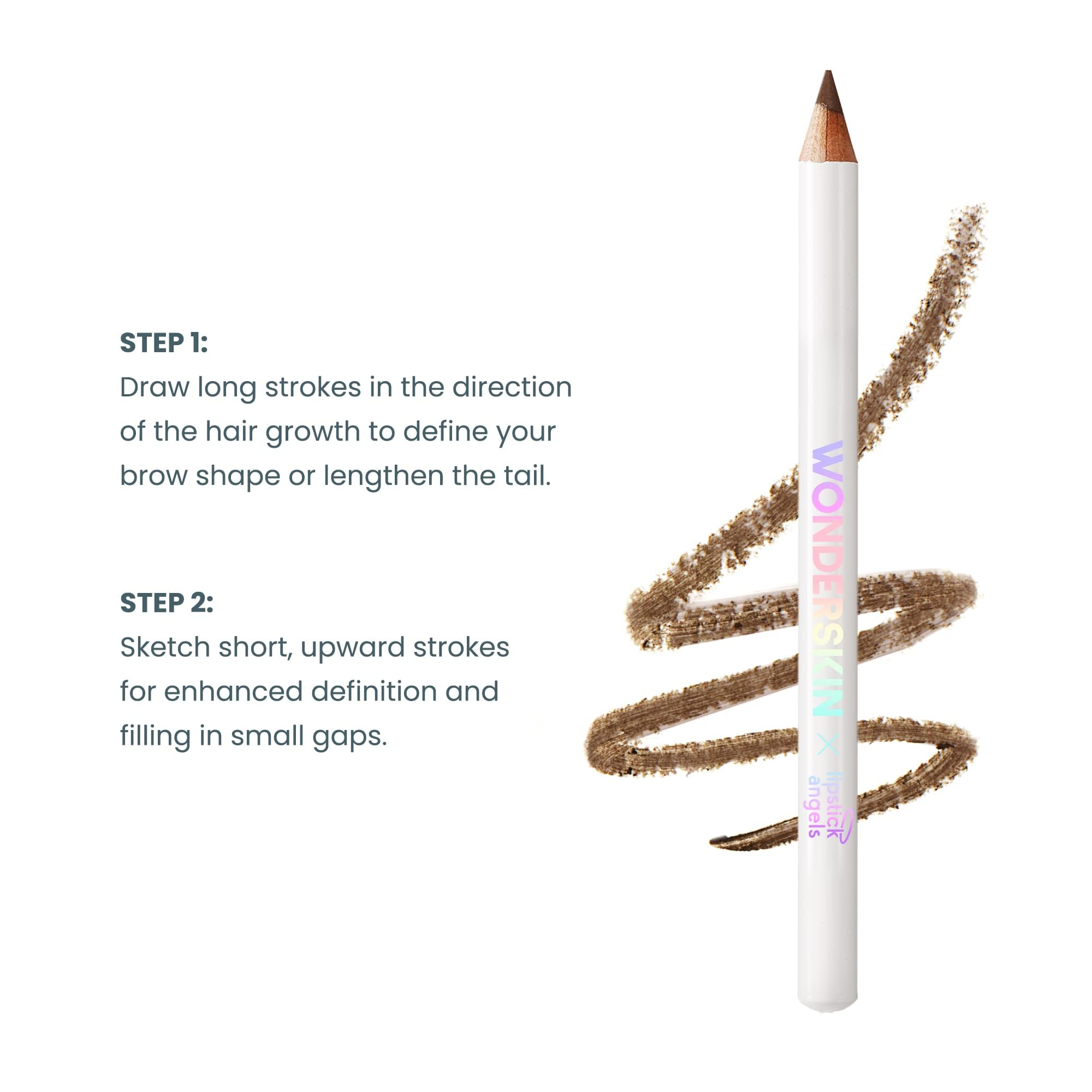 WONDERSKIN Eyebrow Pencil - Sharpenable Brow Pencil For Natural Looking Brows, Brown Eye Makeup, Long Lasting Eyebrow Pomade (Dark Brunette)
